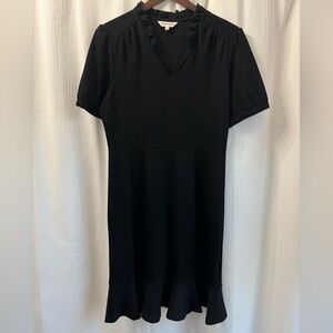 Nanette Lepore Stretch Black Ruffle neck and hem dress size 10